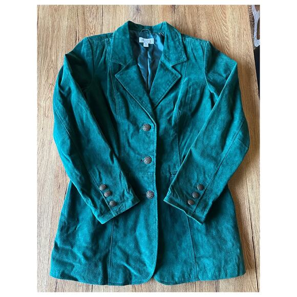 D & Co Vintage Green Suede Jacket Size X Small - Picture 1 of 6